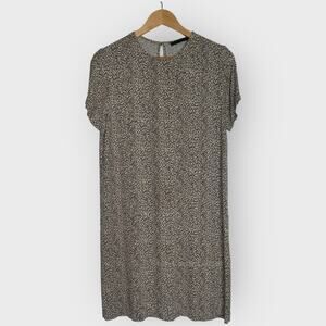 Jenni Kayne Leopard T-Shirt Dress | Medium | Brown Short Sleeve Cottage Coastal